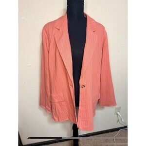 Now Gen Sonoma Women's Pinstriped Linen Blazer Size XL Career Office Summer